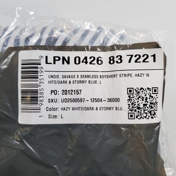 Savage X Fenty Seamless Boyshort Stripe Panty Women Size Large NWT High Rise - Picture 5 of 7